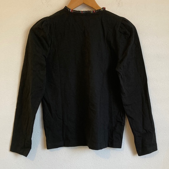 J.Crew Long-sleeve tartan and jewels henley Black Top with Plaid Trim XS - Picture 4 of 5